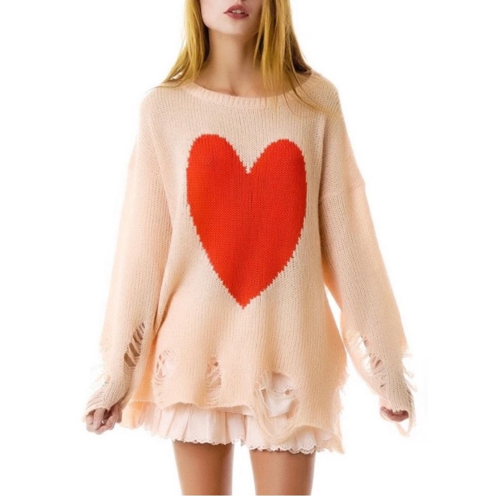Wildfox Couture BIG HEART LENNON SWEATER Sz small